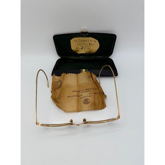 Vtg Antique American Optical 1-10 12K Gold Filled 6 1/2 Frame Glasses With Case - Picture 2 of 5